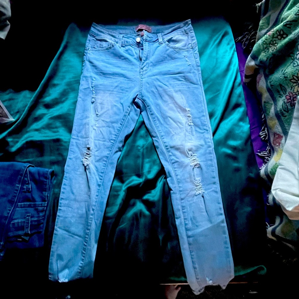 Blue ripped jeans